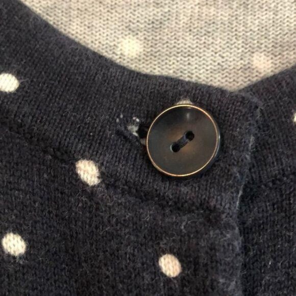 Eddie Bauer Womens L Polka Dot Cardigan Sweater Navy & White Cotton - Picture 3 of 6